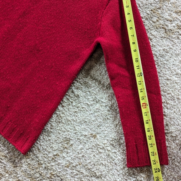 J. Crew Mens Pullover V Neck Long Sleeve Wool Sweater Red Size Medium - Picture 9 of 11